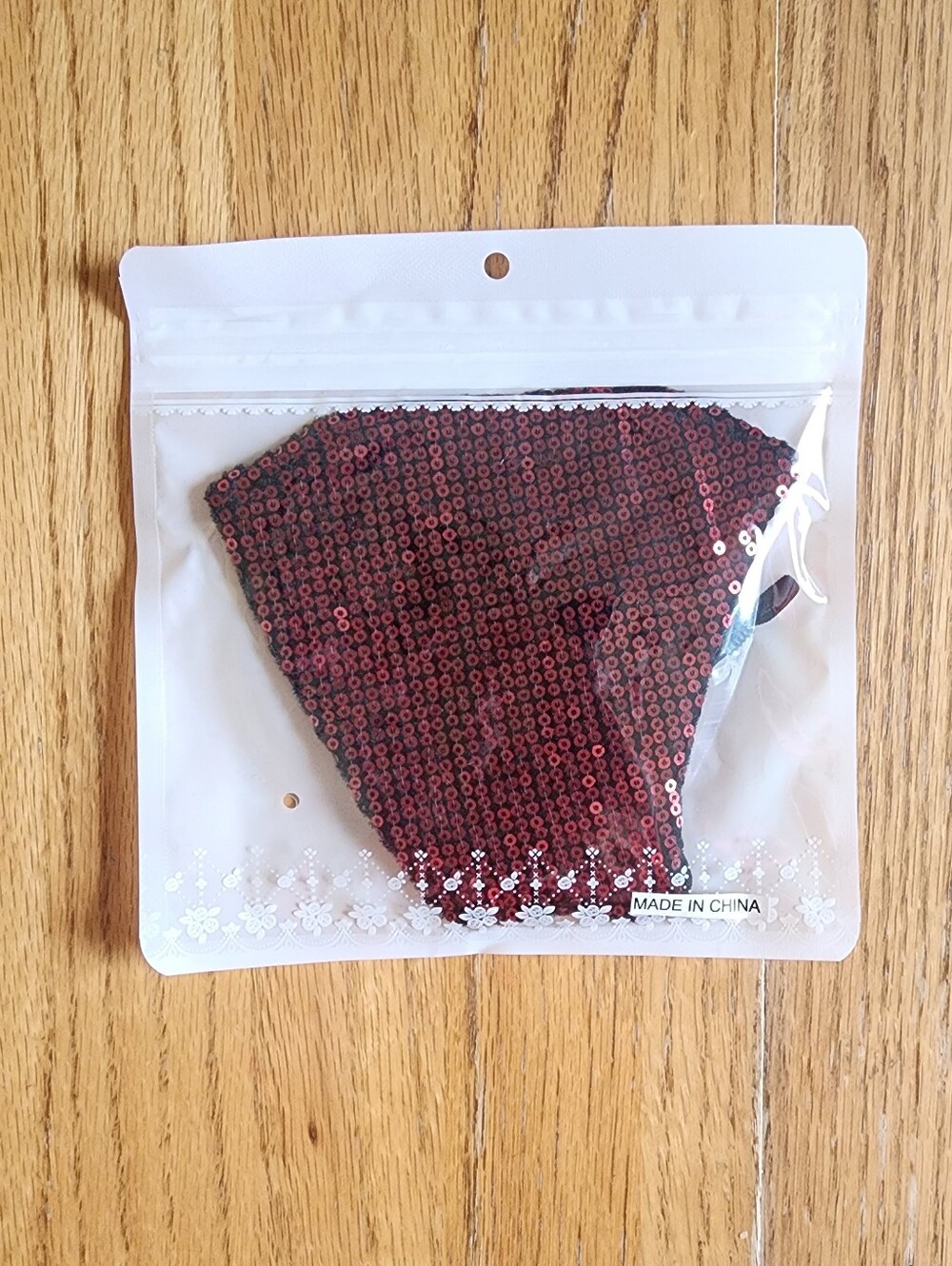NWOT Red Sequin Lined Face Masks with Adjustable Ear Straps One Size